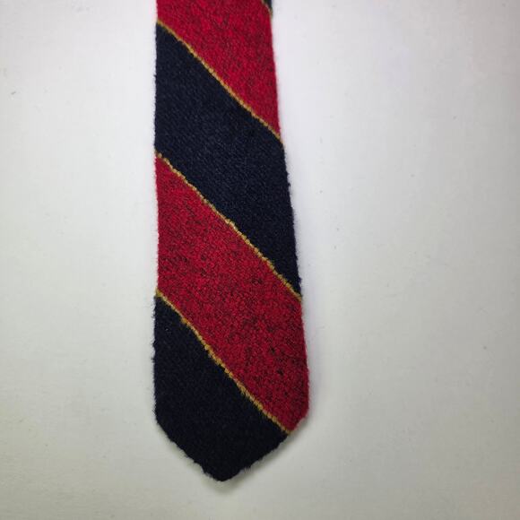 Vintage JC Penney Repp Tie Red Navy Gold Stripe Wide 70s Preppy Look 4” Wide - Picture 6 of 12